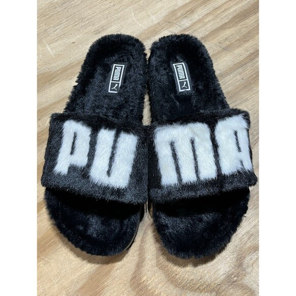 Pu ma  Leadcat 2.0 Fuzz Slide  Womens Black Casual Sandals 38731301 - Picture 2 of 7